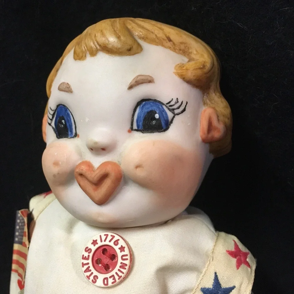 Vintage Centennial Doll Unknown Origin 1976 Bisque Jointed Heart Lips